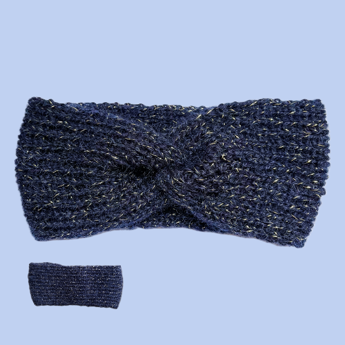 Headband Guillemette (Bleu marine et doré)